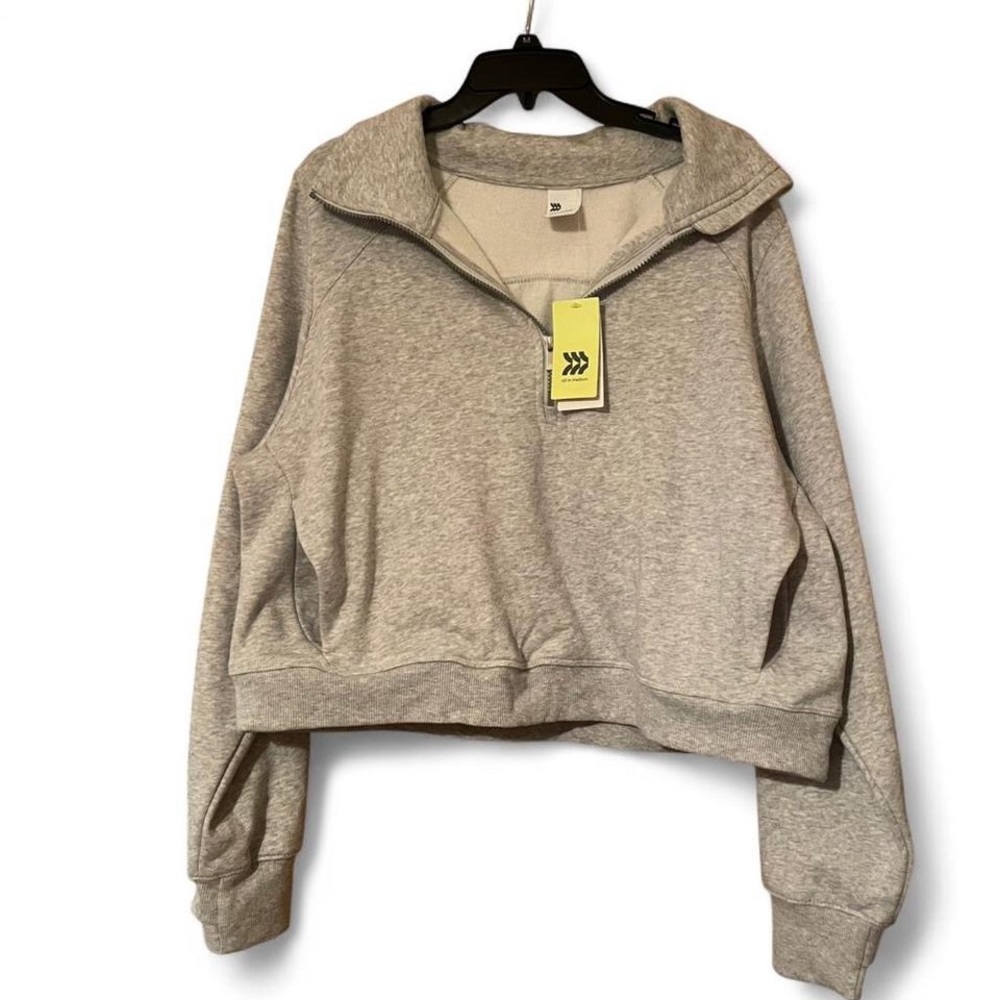 All in Motion Light Gray Women's Half-Zip Sweatshirt